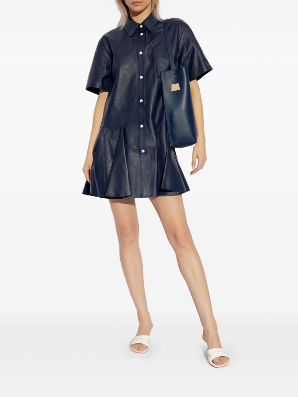 MARNI Calf Leather Blue Shirt Dress (Size 40 IT) *BRAND NEW W/ TAGS* - Picture 2 of 9